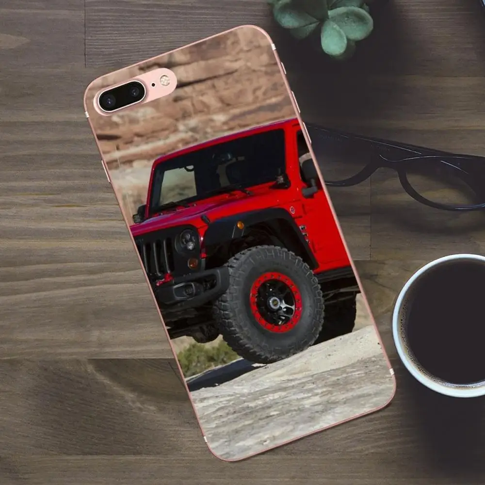 Мягкий рисунок розовый красный Jeep Wrangler Suv Sport для Apple iPhone 4 4S 5 5C SE 6 6S 7 8 Plus X Galaxy A3 A5 J1 J2