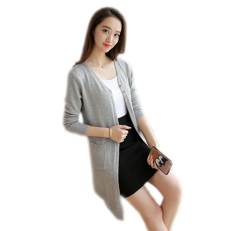 Women Long Sweater Cardigan Fashion Autumn Winter Sleeve Loose Thick Knitted Sweaters Coats Pull Femme |
