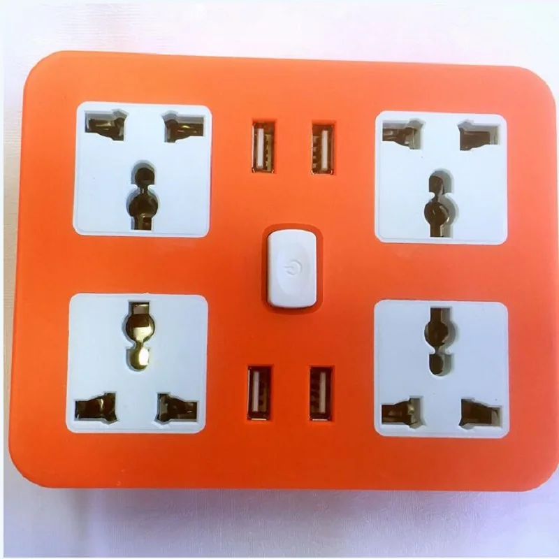 oranger Умная универсальная розетка 4AC, универсальные розетки 4USB, быстрая зарядка, силовая полоса для дома, офиса, офиса, Великобритании/ЕС/США, вилка - Цвет: oranger