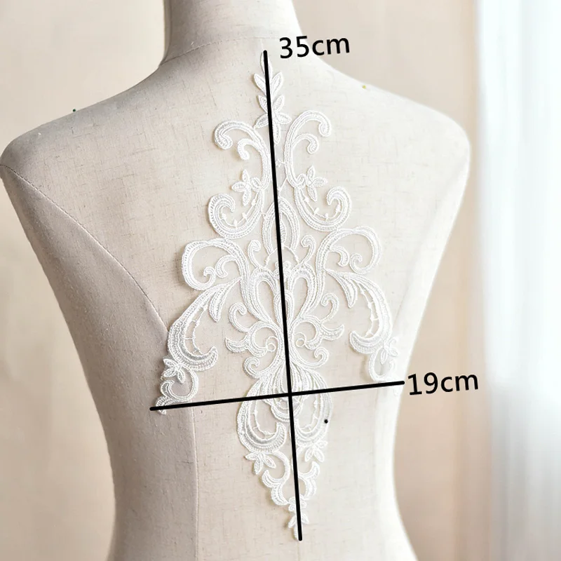 1 шт. Кружевная аппликация цвета слоновой кости с вышивкой французская кружевная