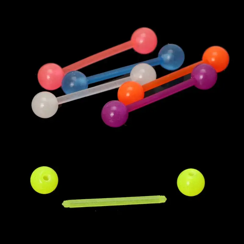 6 шт. акриловый Световой светящийся шар для языка носа серьги гвоздики пупка