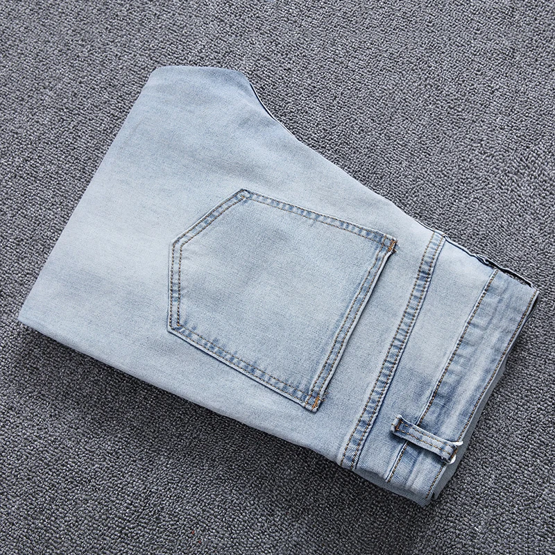 Мужские обтягивающие джинсы HMILY светло-голубого цвета мужские облегающие модные