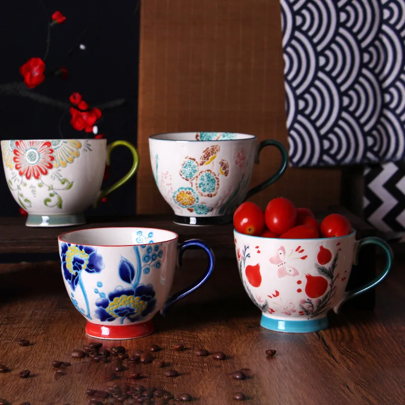 400 мл керамические кофейные чашки ручная роспись большая емкость молочная чашка