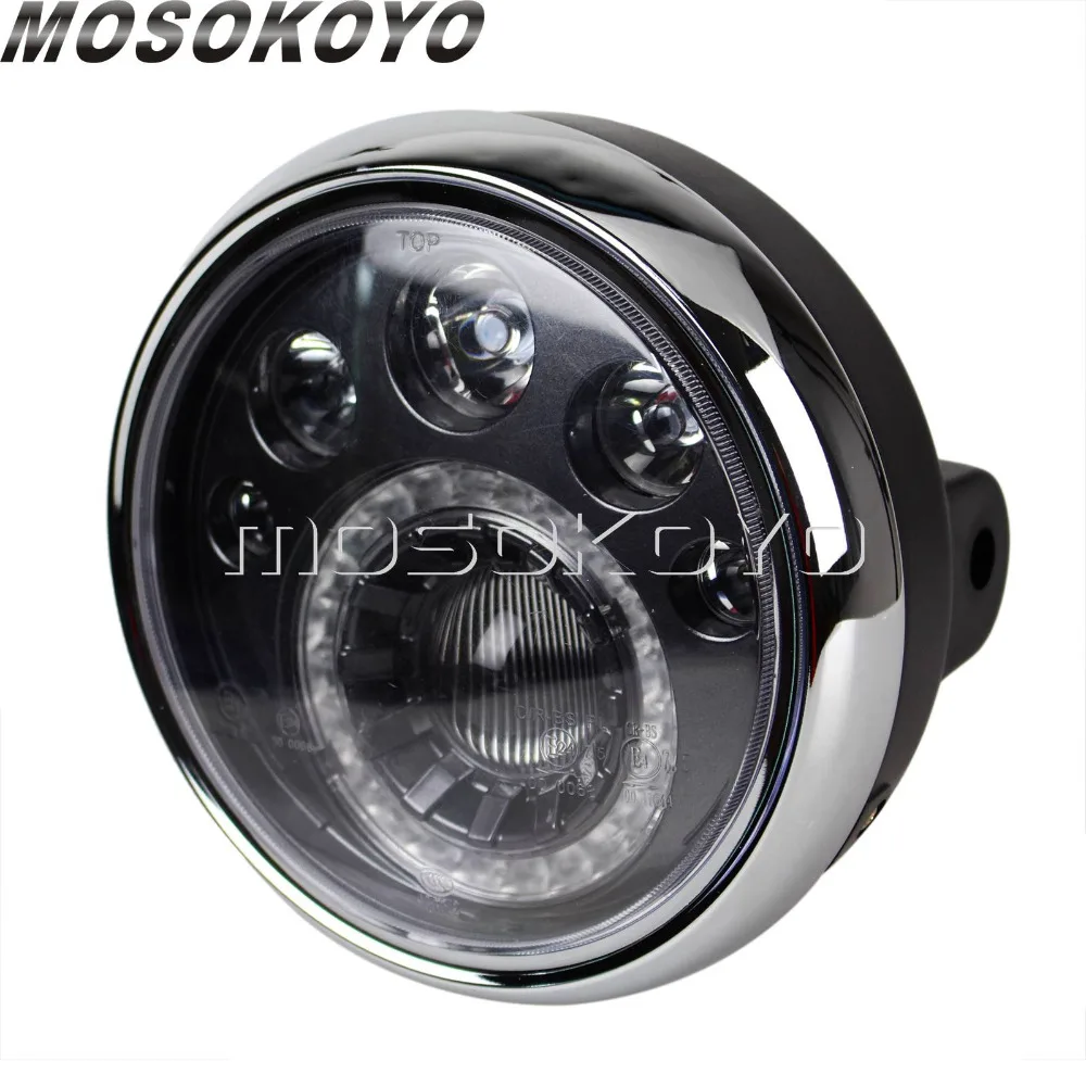 Светодиодный светильник 7 дюймовый круглый для мотоцикла E Mark E4 E24 бега Harley Cafe Racer