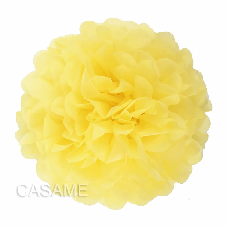 yellow 1" 35 см 1 шт. Свадебные помпоны весенние тканевые бумажные помпоны вечерние цветы цвета свадьбы День рождения украшения детский душ - Цвет: yellow