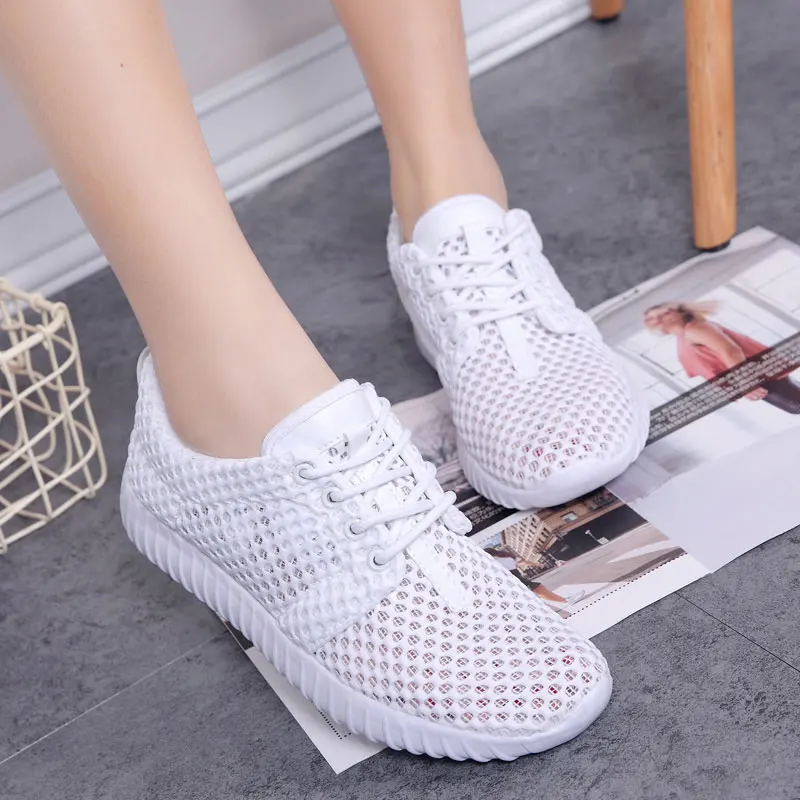 MWY Spring Autumn Sneakers Fashion Shoes Woman Outdoor Breathable Casual Hollow Soft Walking Women Lace-up Flats | Обувь