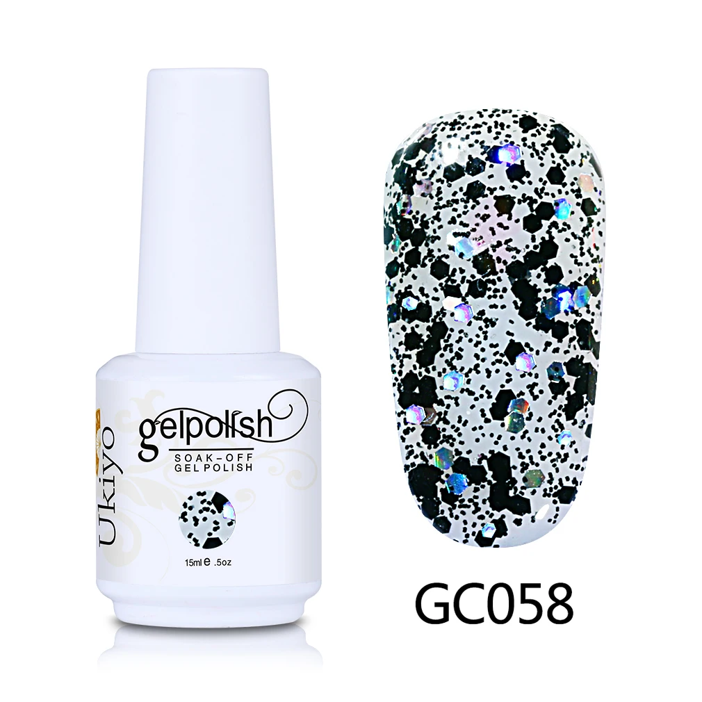GC058 Ukiyo 15 мл гель для ногтей с блёстками лак отмачиваемый гель лак алмазные ногти Эмаль Лак Vernis Полупостоянный гель лак - Цвет: GC058