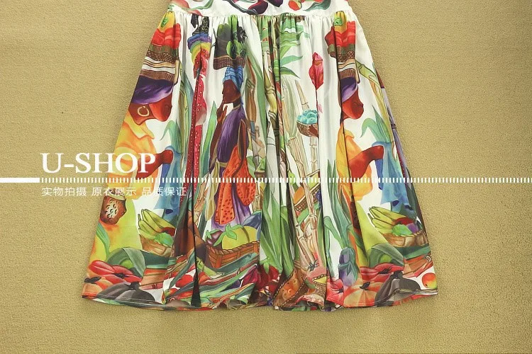 Luxury High Quality 2015 Fashion Runway Designer Dress Women's Long Sleeve Beach Retro Art Printed Bohemian Maxi | Женская одежда