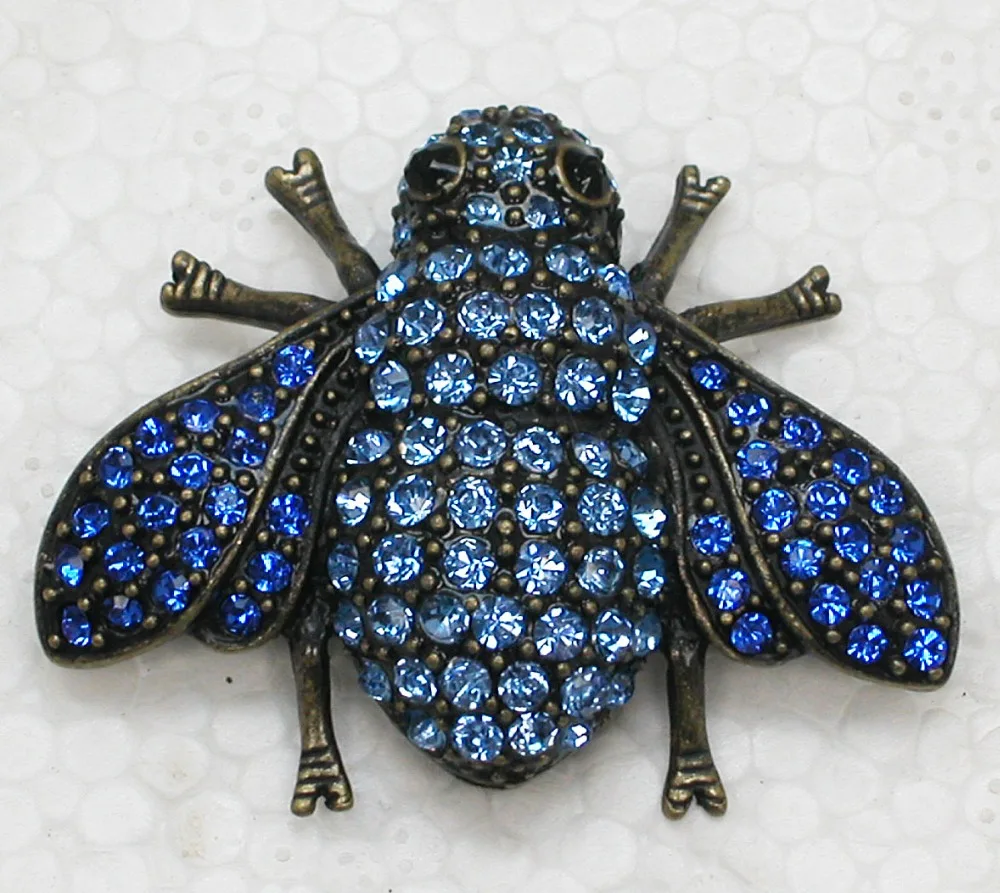 

Antique Bronze Rhinestone Cicada Pin brooches C875 B4