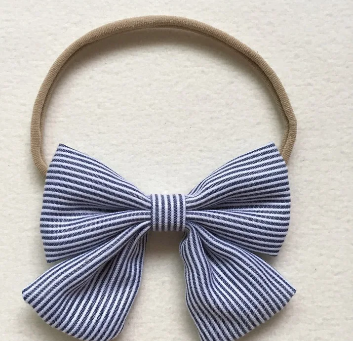 Мягкая нейлоновая повязка для девочек 3 5 &quot полосатая тканевая с бантом