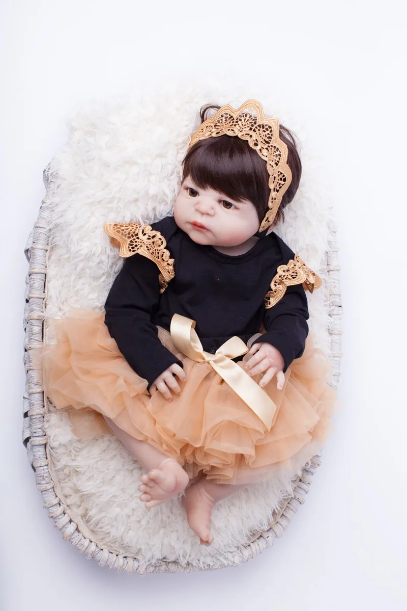 55 см полный корпус силикона Reborn Baby Doll игрушки Реалистичные Baby-Reborn принцесса детские куклы на день рождения Рождественский подарок девочки Brinquedos