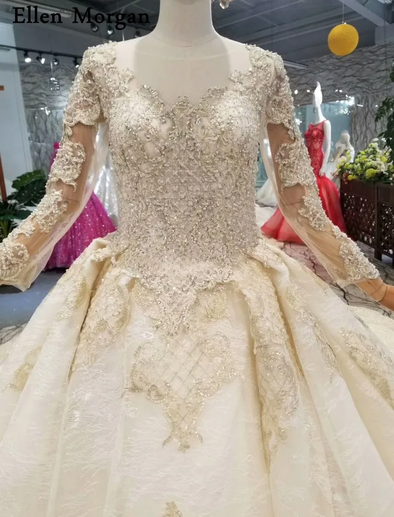 Винтажные с длинными рукавами свадебное платье принцессы 2019 Лодка шеи Vestido De Noiva