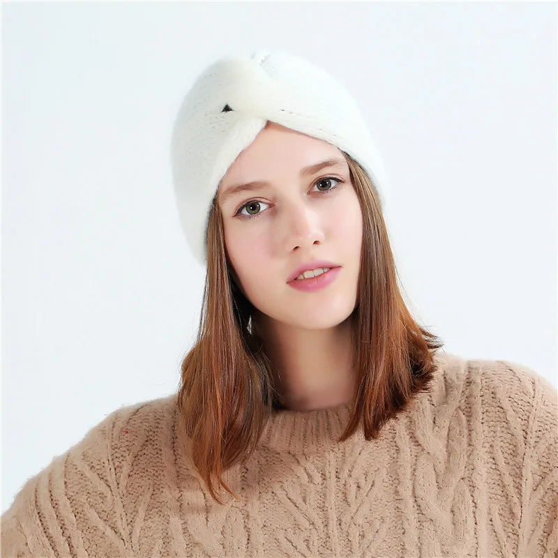 Модная осенне-зимняя женская теплая мешковатая шерстяная шапка однотонная