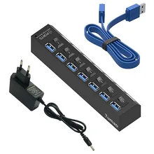 Многопортовый usb-хаб 3,0 4/7 портов Портативный Супер Скоростной 5 Гбит/с многопортовый usb-расширитель с переключателями адаптер питания для ПК
