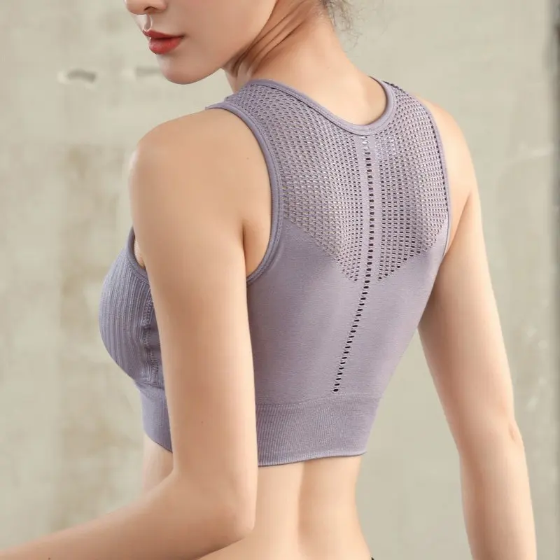 Женский бесшовный спортивный бюстгальтер пуш ап с эффектом для фитнеса и