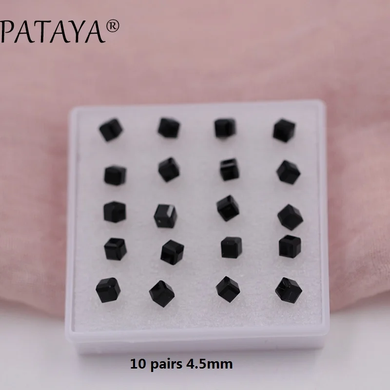 PATAYA 10 пар/лот, модные Кристальные анти-аллергические серьги-гвоздики для женщин, черный белый CZ кубический камень, ювелирные изделия, подарок, оптовые цены