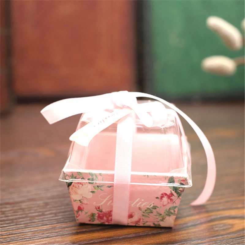 50 шт./лот Европейский картон с пластиковым покрытием розовая лента конфета