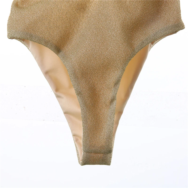 Лидер продаж пляжная одежда однотонный золотой черный купальный костюм с