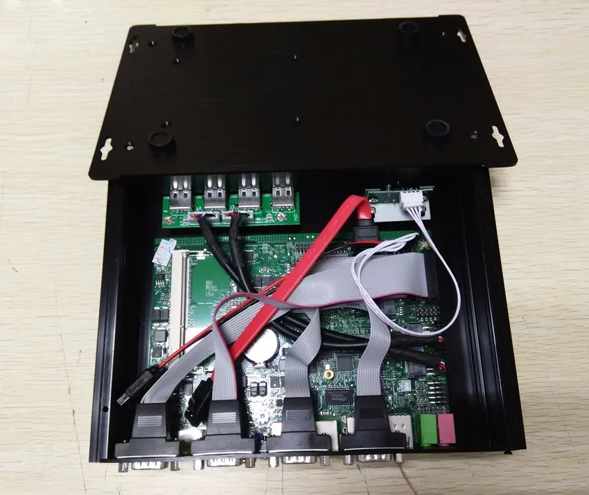 Barebone промышленный ПК Intel Celeron 1037U i5 3317U двухъядерный безвентиляторный мини настольный компьютер 2*1000M LAN 4* COM 4* USB 3,0 HDMI