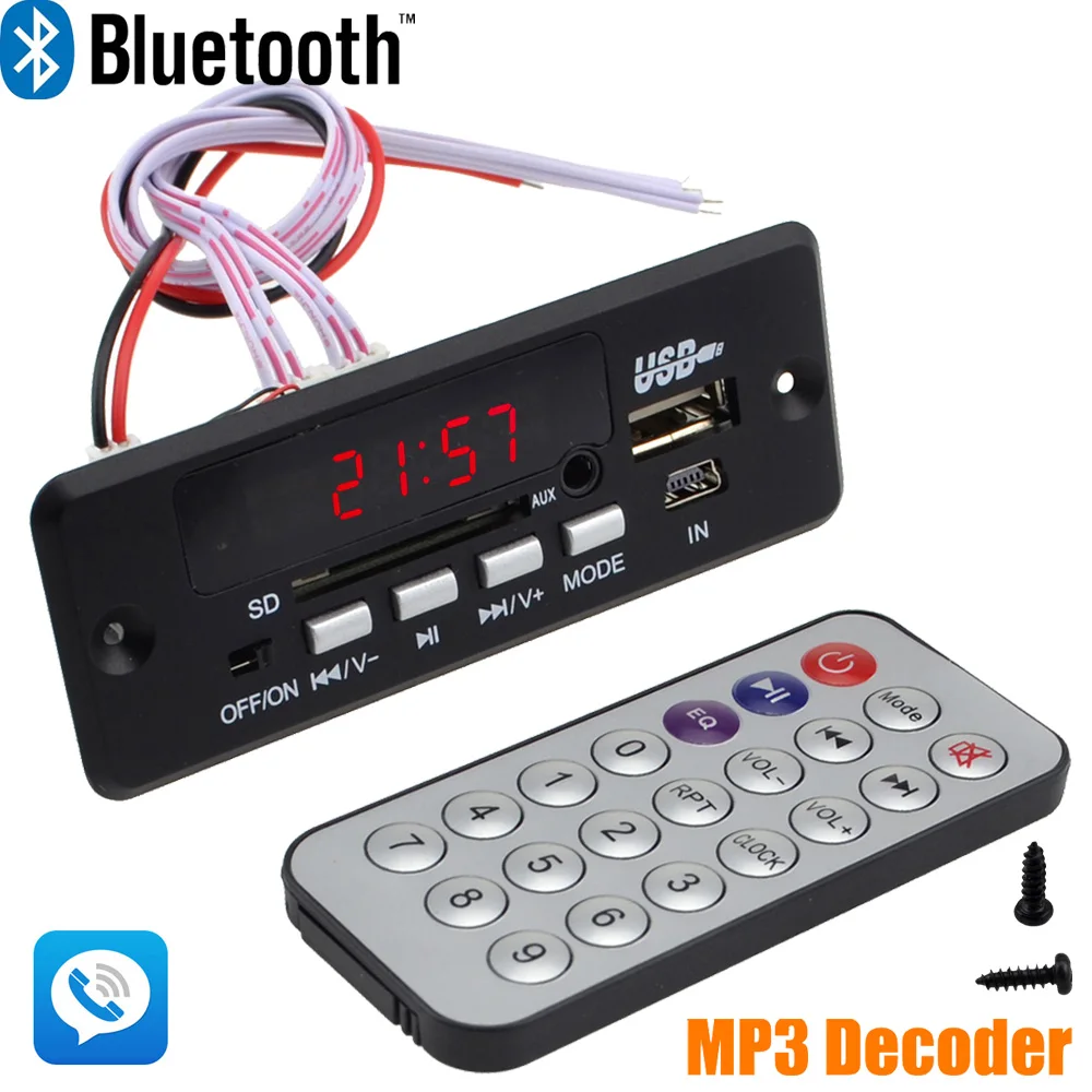 Новинка 10 шт./лот DC 7 ~ 12 В Автомобильный Bluetooth MP3 декодер громкой связи FLAC WAV с