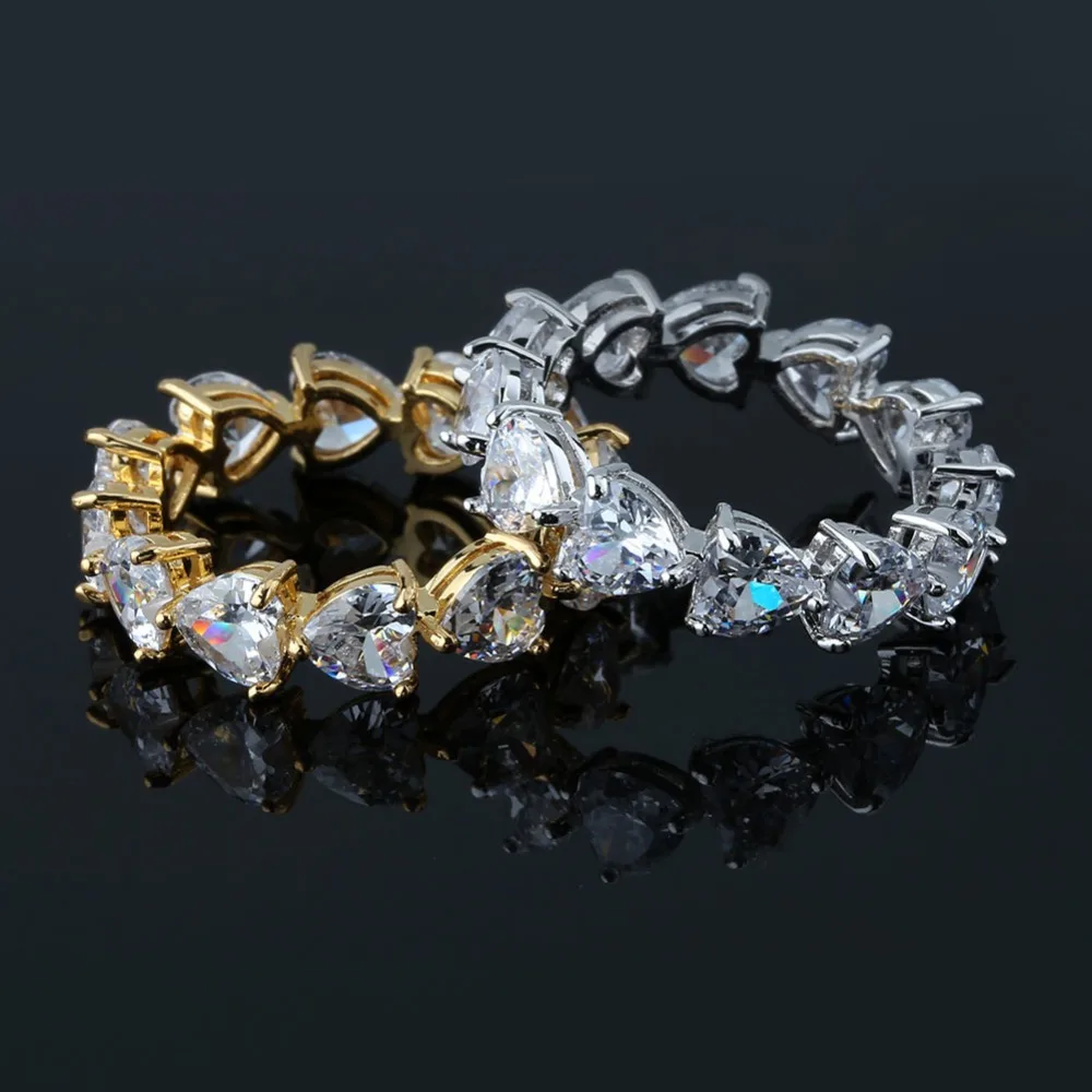 JINAO Iced Out Золото Серебро Цвет Полный Bling 1 ряд сердце кольцо Роскошные CZ свадебные Циркон полые помолвки хип хоп Ювелирные изделия Подарки