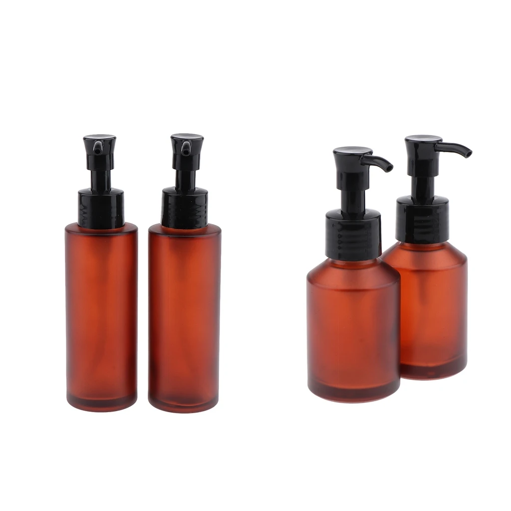 4pcs Empty Glass Pump Bottle Refillable Cosmetic Lotions 100ml 60ml | Красота и здоровье