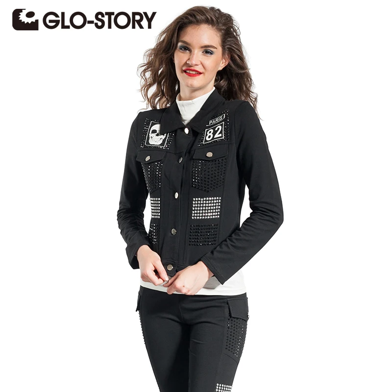 GLO STORY 2018 модная женская куртка осенняя длинный рукав пуговицы карманы бриллианты