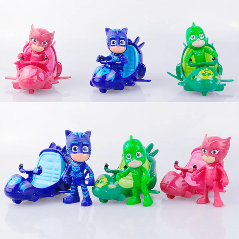 3 шт. pjmasks мультфильм модель с дирижабля символов Catboy Гекко плащ фигурку Коллекция