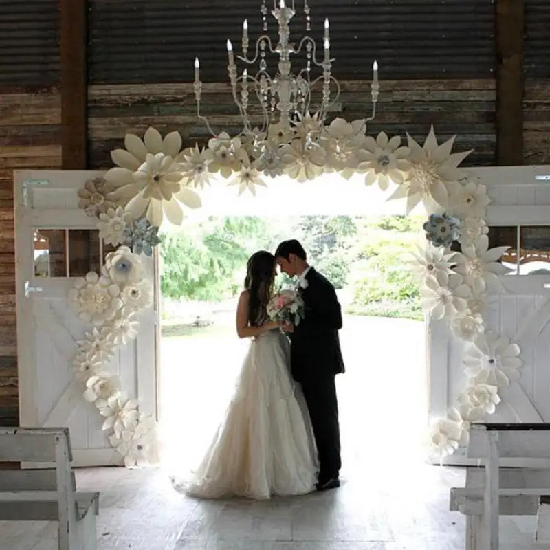 Flores de papel gigantes hechas a mano, flor Artificial para FONDO DE BODA, decoraciones de arco, decoraci&oacute;n personalizada, 36 Uds., 20-50CM-0