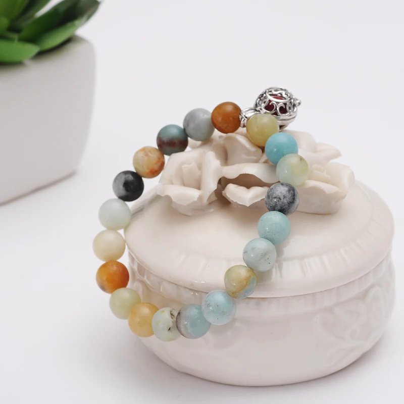 Simple ladies elastic rope 8mm natural bracelet can open 12 constellation fragrance diffuser pendant gift jewelry | Украшения и