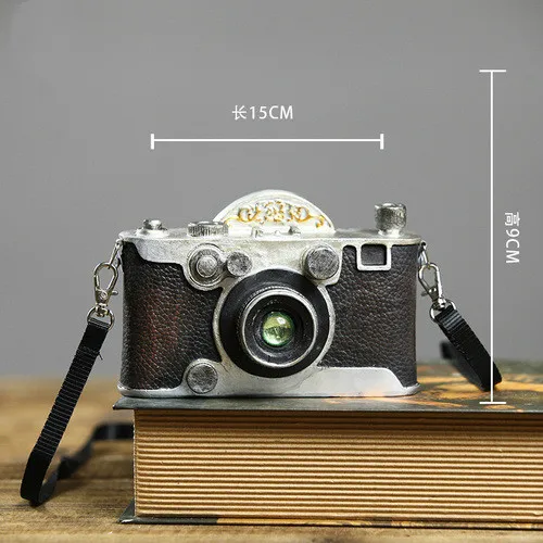 Strap Slivery 15x9CM Ретро модель камеры украшение Подарочная витрина плесень фотография Витрина реквизит декор сценическое свойство восстановление древних ремесел - Цвет: Strap Slivery 15x9CM