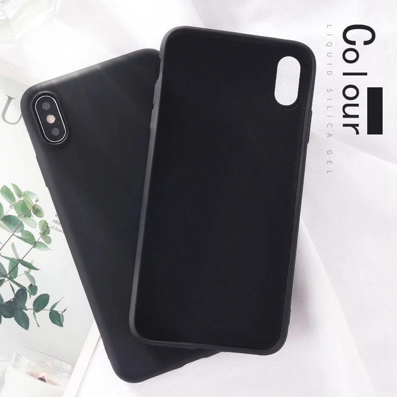 BLACK Официальный жидкий силиконовый чехол для телефона для iphone 11 Pro MAX XS MAX XR 7 8 6 Plus мягкий гелевый резиновый противоударный чехол из микрофибры - Color: BLACK