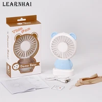 learnhai protable rechargeable usb fan 2 speed mini cooling fan with seven colours led light for home and outdoor