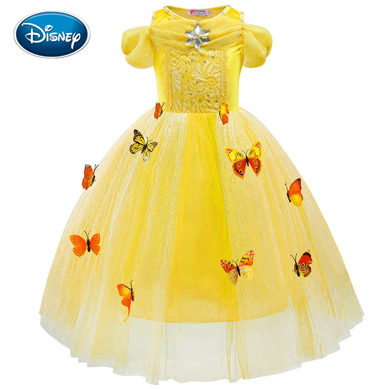 Disney Snow романтичное платье мультфильм сплошного цвета принцесса взрыв детское с