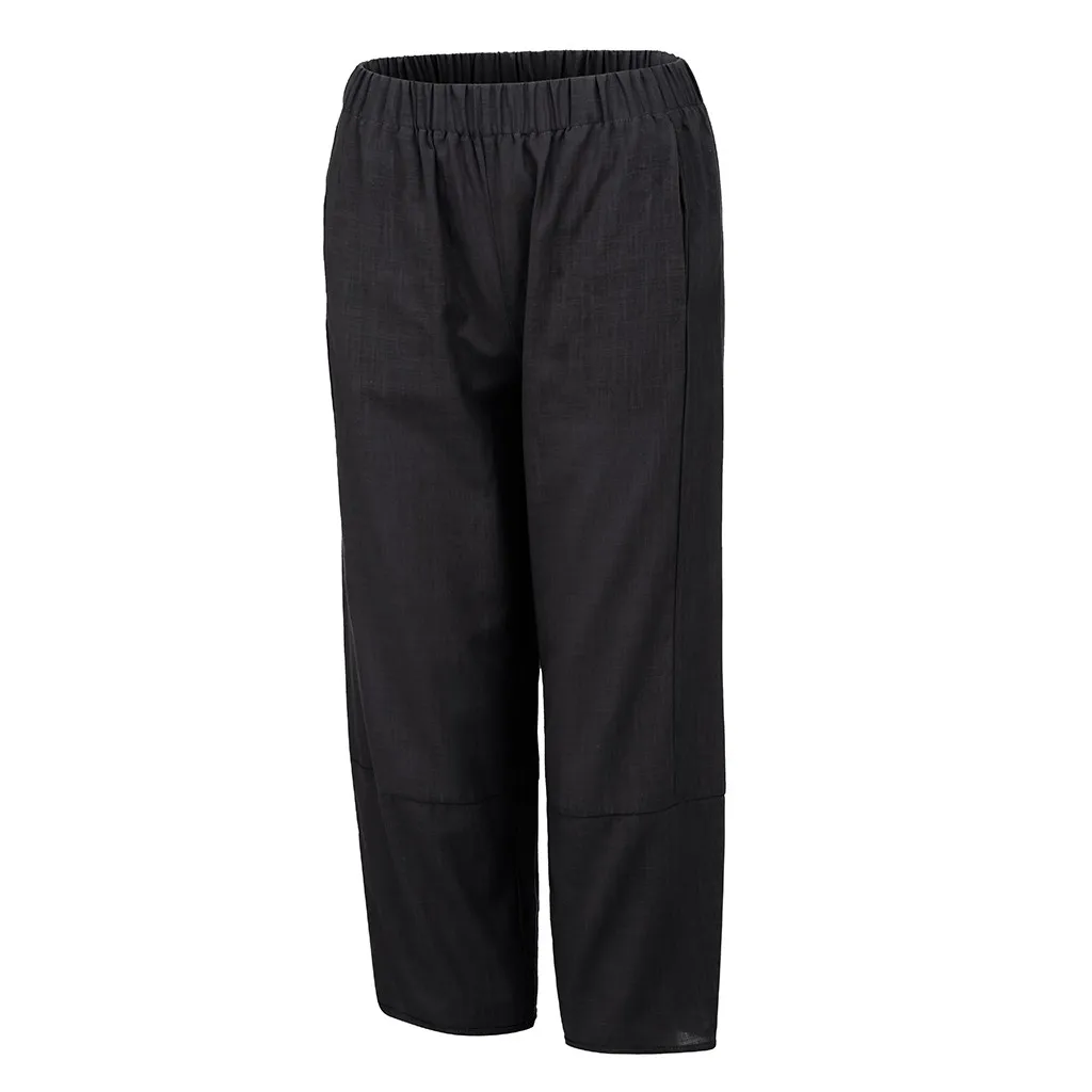 Женские хлопковые укороченные брюки с высокой талией однотонные Spodnie un pantalon Hose