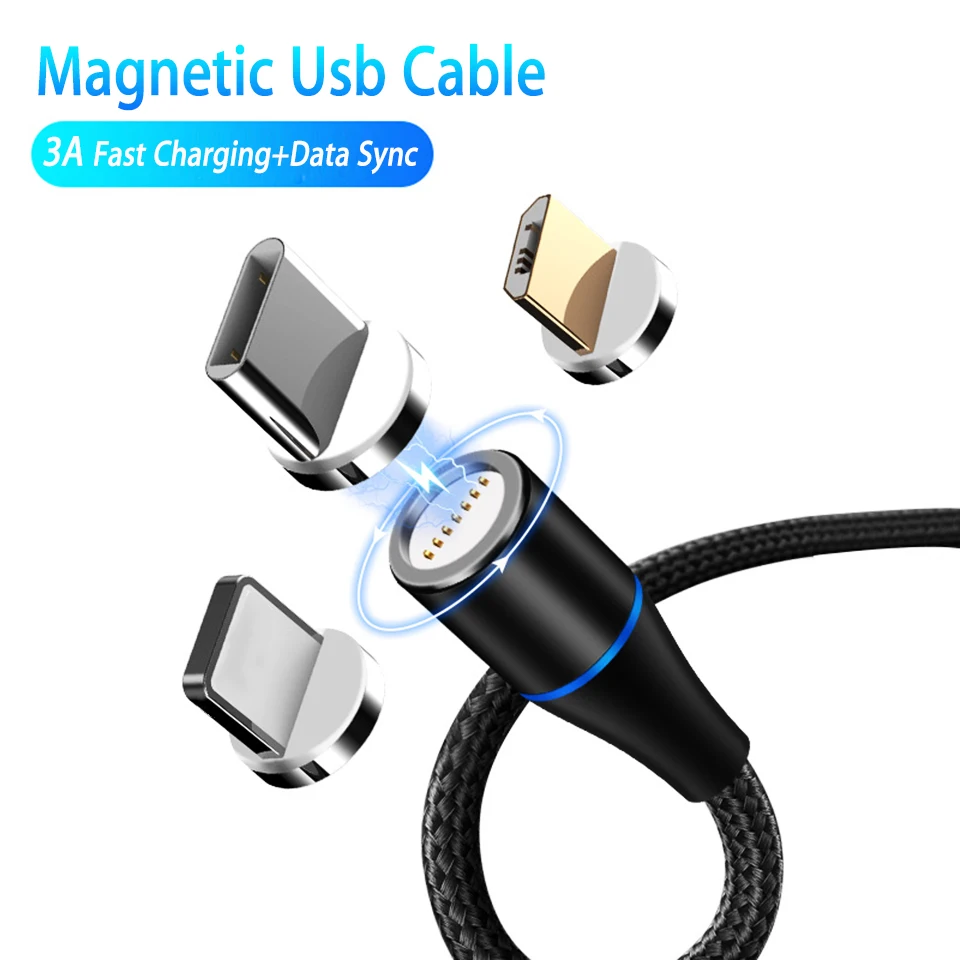 Магнитный кабель Micro Usb type C 3a для быстрой зарядки Магнитный Кабель зарядного устройства для Oppo Reno One Plus 7 Pro samsung A7 A8 A9 Cabo Tipe C