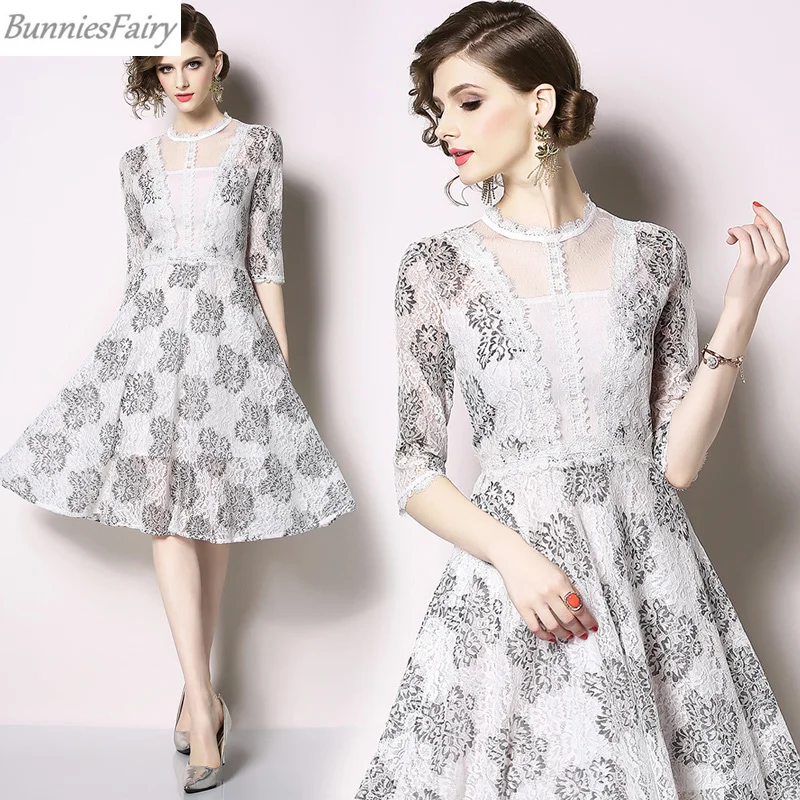 BunniesFairy 2019 летнее женское платье принцессы милое элегантное цветочное кружевное