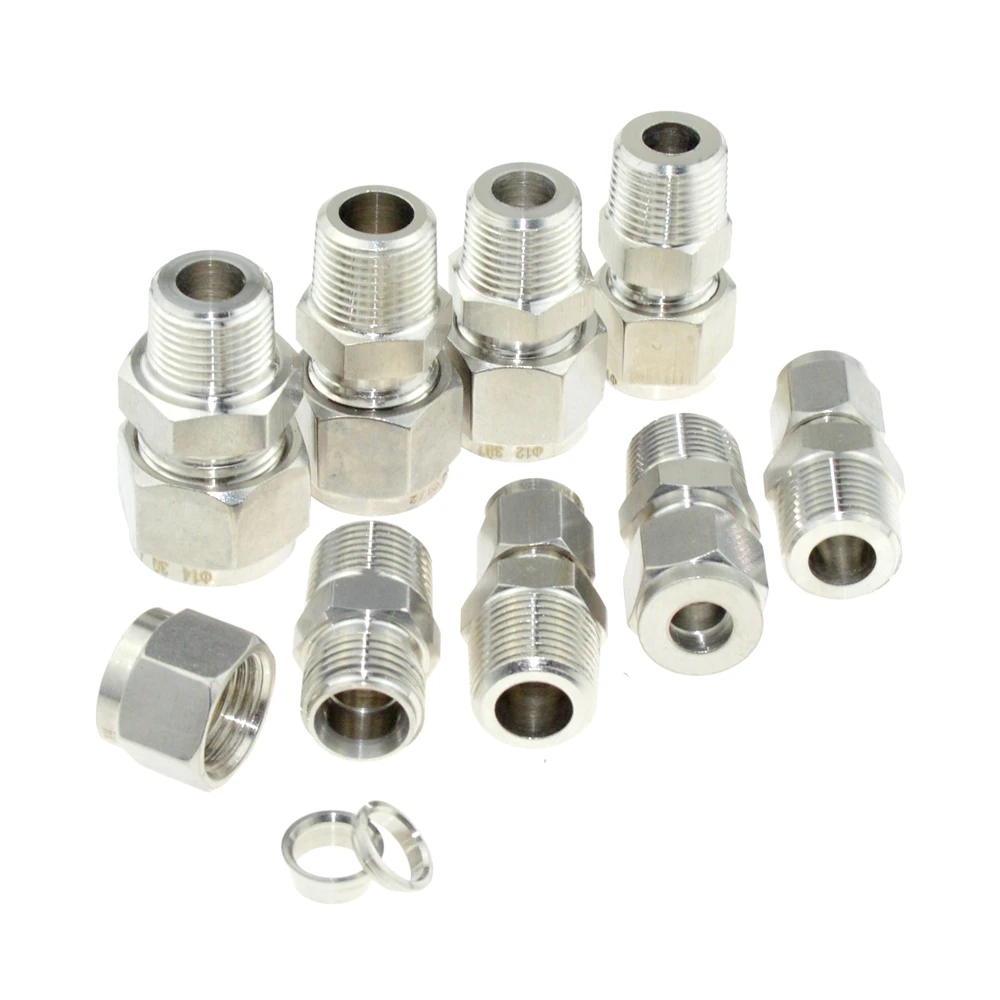 3/8 &quotPT NPT наружная резьба x 6 мм 8 OD трубка с двойным наконечником компрессионный