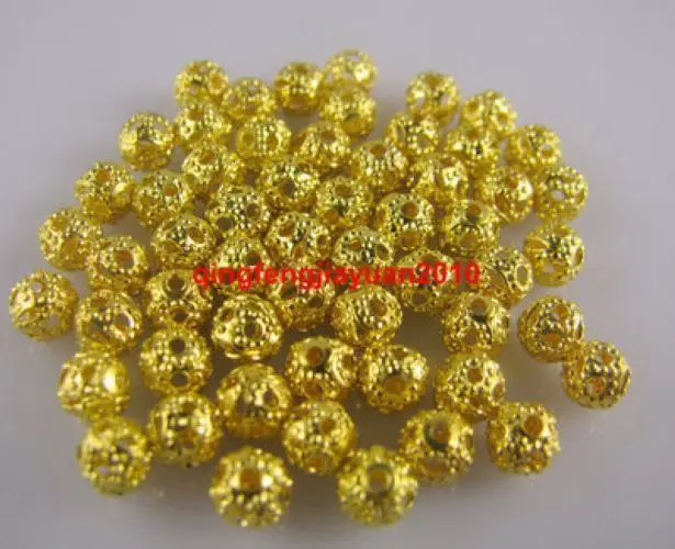 Free Shipping 5000Pcs Round Filigree Hollow Spacer Beads 4mm golden color For Jewelry Making Craft DIY | Украшения и аксессуары