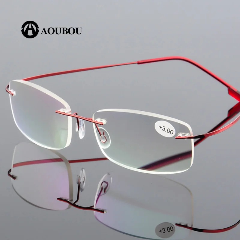Очки без оправы с эффектом памяти из нержавеющей стали для чтения
