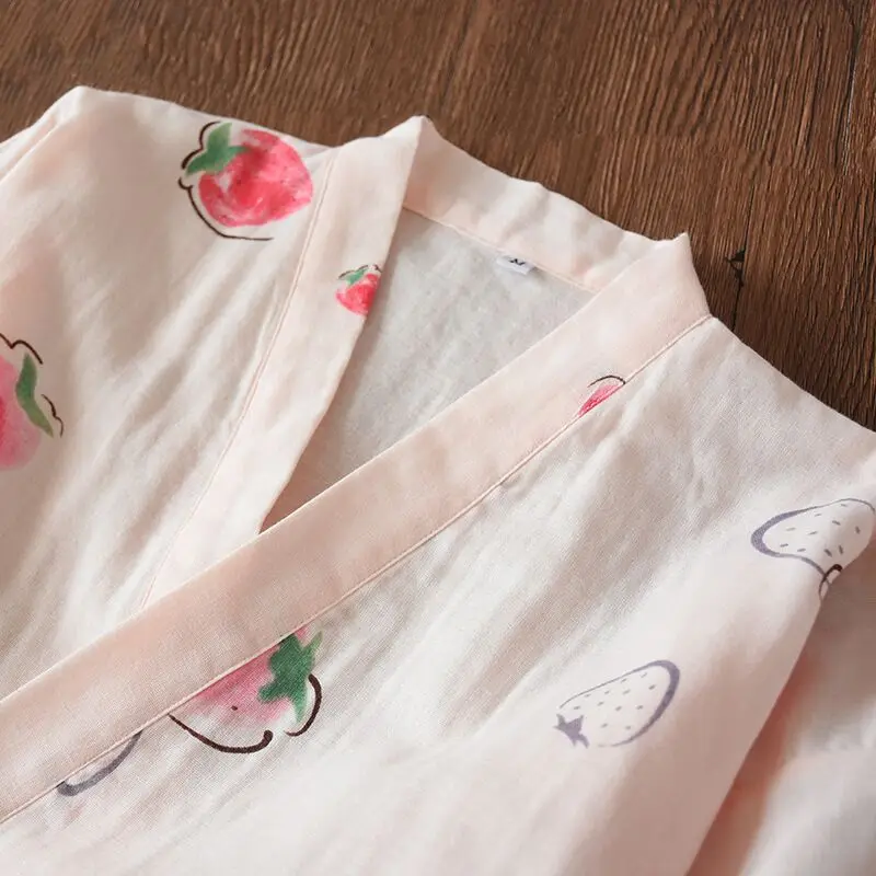 Женские летние халаты персикового цвета японские кимоно простой пижамный