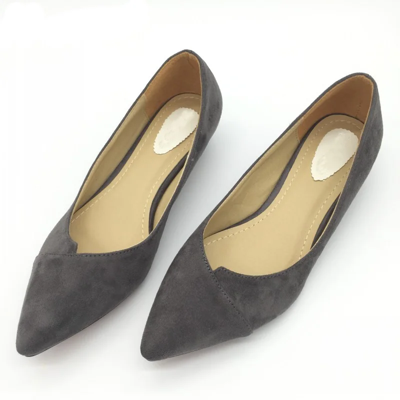 flock gray CEYANEAO/пикантные женские туфли-лодочки с острым носком на низком каблуке; простые женские туфли-лодочки из флока на шпильке без застежки; женские тонкие туфли - Цвет: flock gray