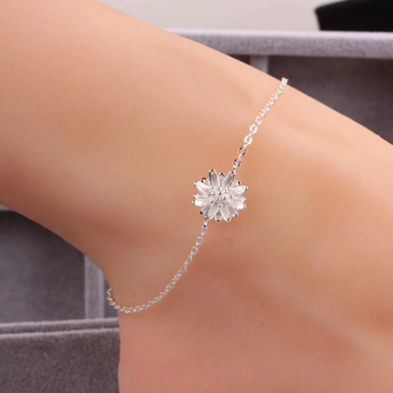 Женский браслет на ногу с бисером лодыжку серебряным покрытием в форме