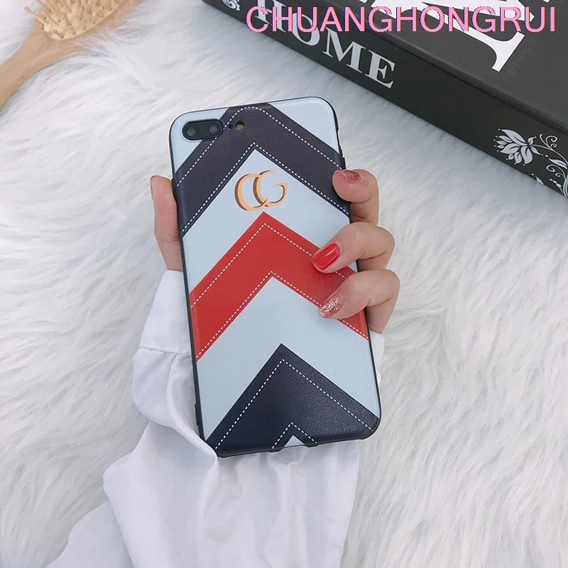 В полоску CG тиснением окрашенные ТПУ для iPhone 8 X 7 6 S Plus 6splus силиконовый чехол