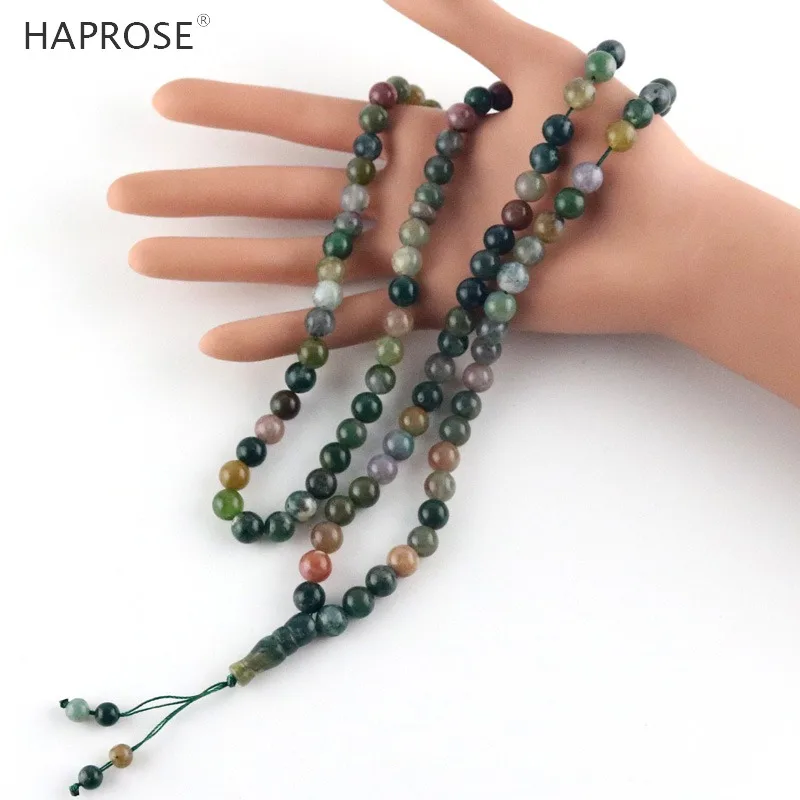 Браслет из индийского агата с камнем tasbih, Круглый браслет для молитвы, 99 бусин, исламский мусульманский браслет tesbih Allah, браслет из розового камня, подарок