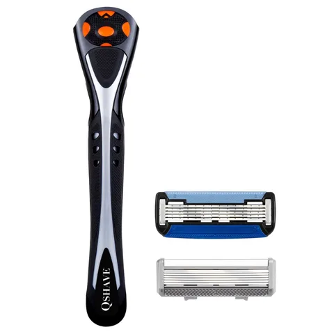Qshave Черная ручная бритва для мужчин с эргономичной ручкой — детальный вид товара