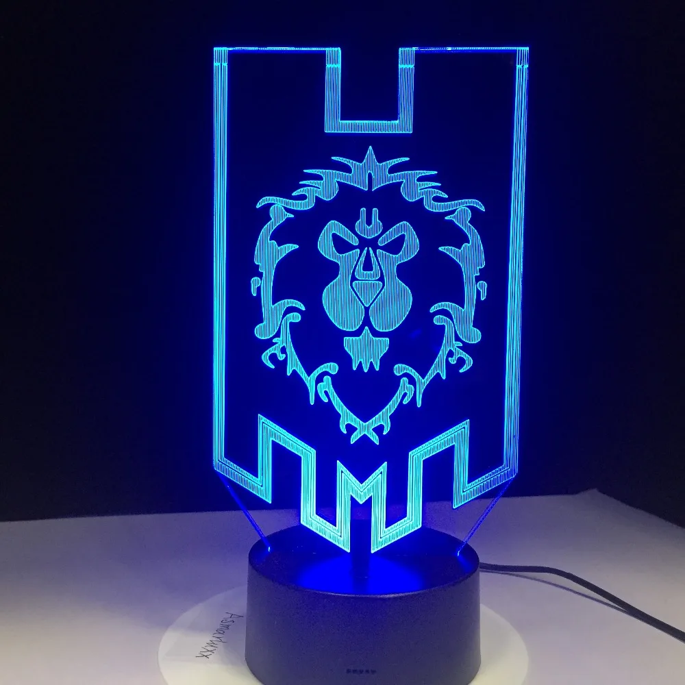 LED World of Warcraft 3D лампа Альянс Племенной знаки по сравнению с пультом дистанционного
