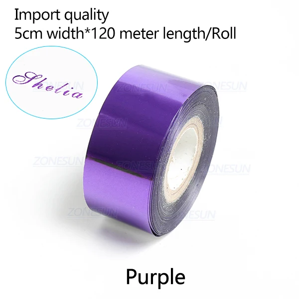 purple ZONESUN 5 см золото серебро фольги рулоны кожа бумага горячего тиснения фольги теплопередача анодированная позолоченная бумага - Цвет: purple