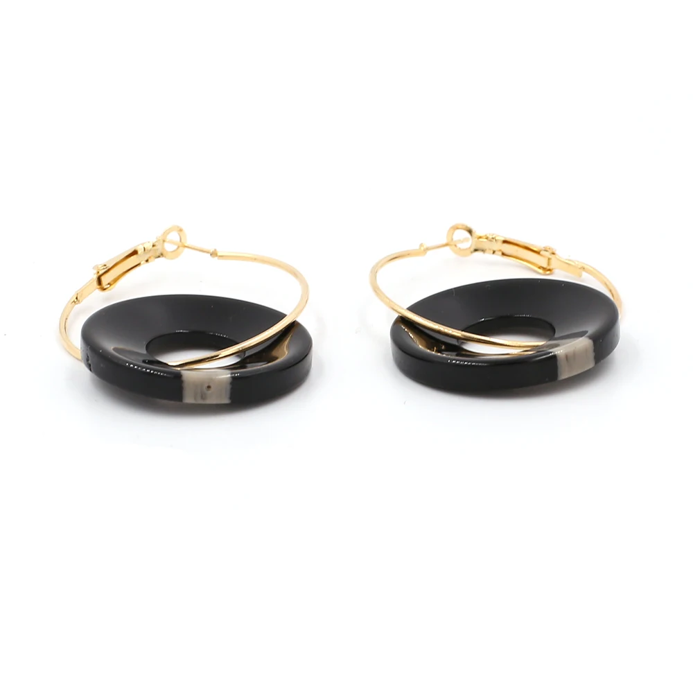 Vodeshanliwen 2018 Fashion Gold Hoop Earrings For Women Gifts Big Round Resin Statement New Jewelry Party Accessories | Украшения и