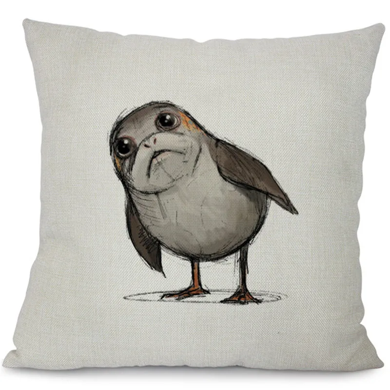 Чехол для подушки Porg из хлопка и льна, Звездные войны, цифровой домашний декоративный с рисунком, диванная подушка, чехол для дивана, стула